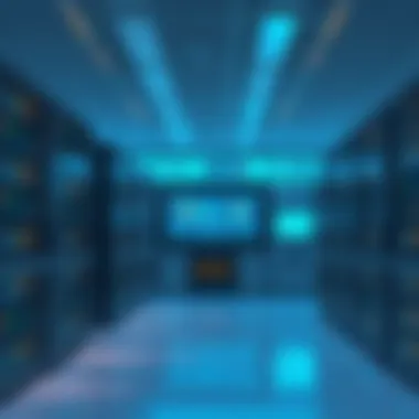 A sophisticated server room with advanced technology and security features.