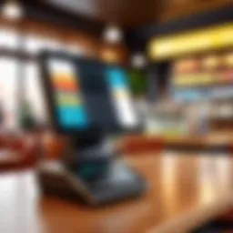 A modern POS terminal in a restaurant setting