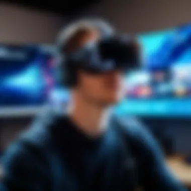 Total Immersion in Gaming A user engaged in a virtual reality experience, fully immersed
