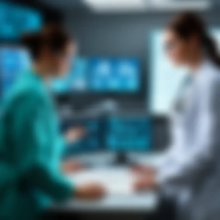 Illustration showcasing medical professionals using simulation technology