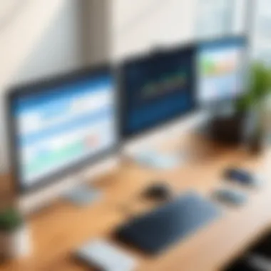 Innovative Workspace Featuring Time Tracking Tools A modern workspace with time tracking software on display